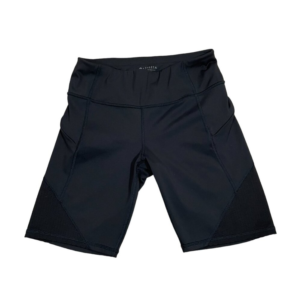 Athleta Biker Shorts Contender 9" High Rise Zip Side Pockets Size S Black - Picture 2 of 9
